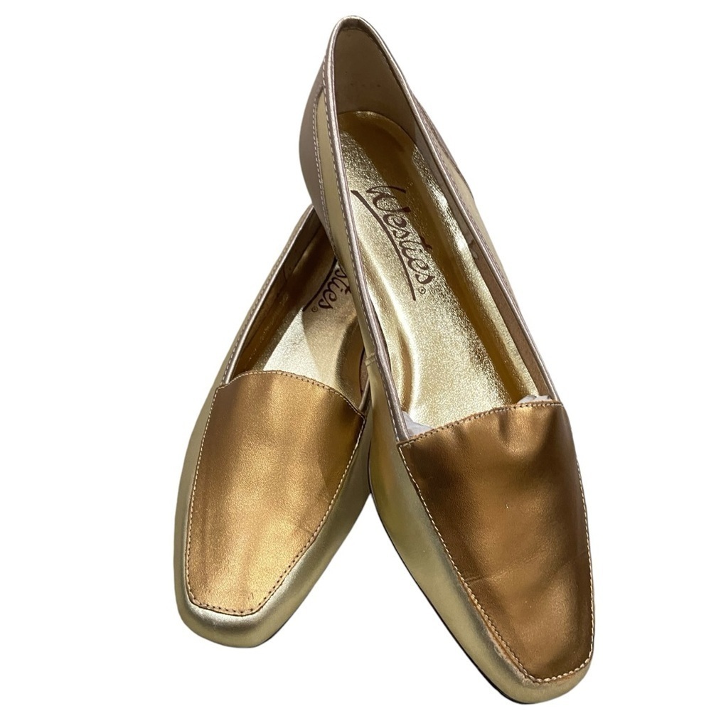 Westies tri color metallic bronze/gold/copper leather slip-on loafers size 9